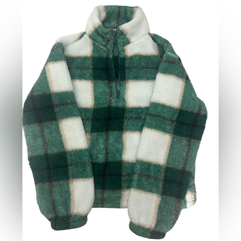 Dip Green and White Fleece Pullover